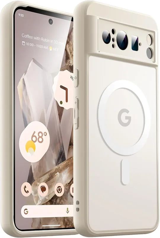 JETech Magnetisk Skal för Google Pixel 8 Pro 6,7-Tum 2023, Kompatibel med MagSafe, Genomlysande Matt Baksida Stötsäker Telefon Case (Porcelain)