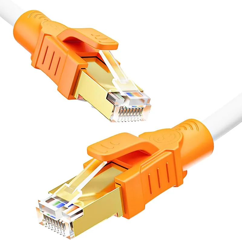 Ethernet Cable 5m Cat 8 Vit Nätverkskabel Extremt Långa Patchkabel Rj45 Hög Hastighet Skyddad Internetkabel S/FTP 40Gbps 2000MHz Rj45 Lan Kabel 5 Mete