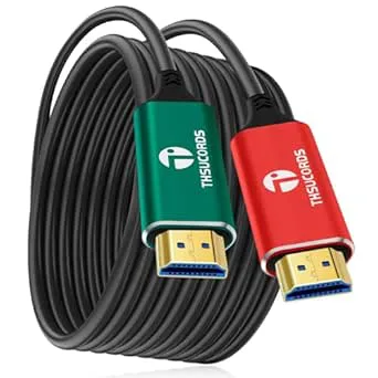 Thsucords 4K Fiberoptisk HDMI Kabel 20M, HDMI 2.0 Kabelstöd UHD 4K @60Hz HDR/18 Gbps/4:4/3D/ARC/HEC/för RTX 3080/3090 Xbox Series X PS5 Denon AV-Mottagare LG Samsung Sony TV