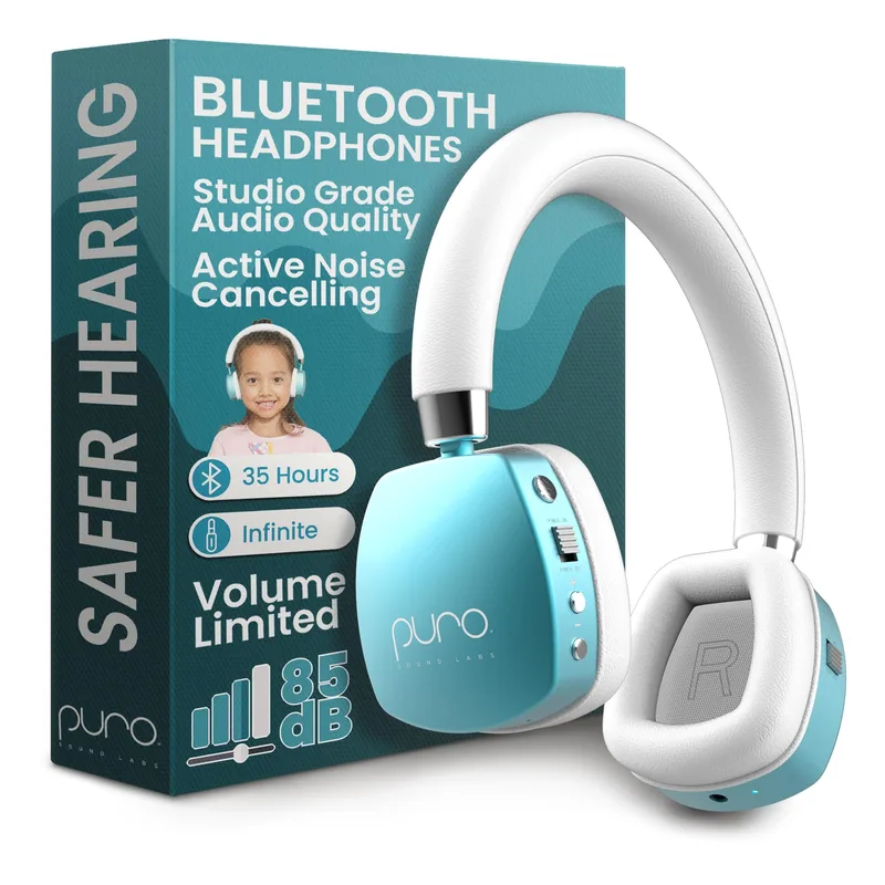Puro Sound Labs PuroQuiet Plus on-ear-hörlurar för barn, brusreducerande, Bluetooth