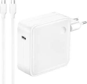 MacBook Pro laddare, 96 W USB C-strömförsörjning med MacBook 16,15,14,13, Mac Book Air 13, iPad 12,9/11 tum, HP, Lenovo och mer med 1,8 m USB C till C-laddningskabel