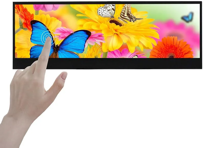 VSDISPLAY Portable Touch Screen,14 Inch 3840 * 1100 4K IPS Stretched Bar Monitor, Type C Mini DP Video Input, Dual Speak