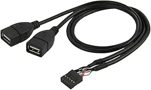 NFHK USB 9 stift 10 stift moderkort hona huvud till dubbel USB 2.0 hona adapterkabel