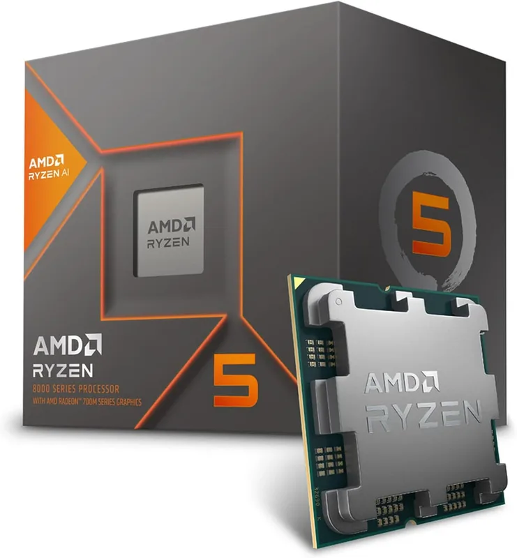 AMD Ryzen 5 8600G (6 kärnor/12 trådar, 65W TDP, AM5-socket, 22MB cache, upp till 5,0 GHz max boost, med Wraith Stealth-kylare)