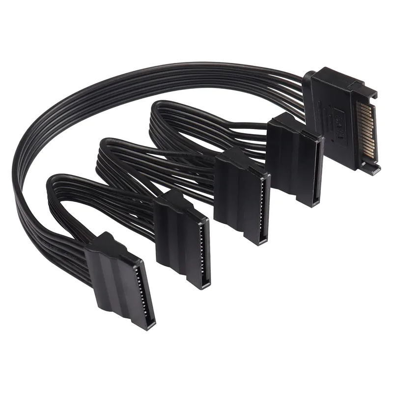 SinLoon 15-stifts SATA-delare 1 hane till 4 Females SATA-adapterkabel