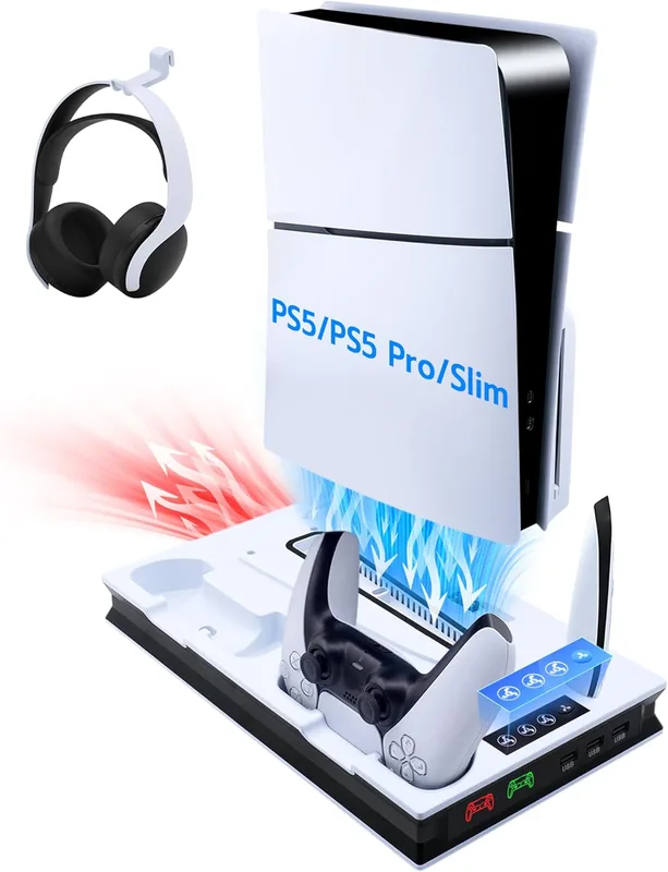 Mcbazel PS5/PS5 Slim/PS5 Pro stativ och kylstation