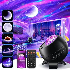 Northern Lights projektor, 300 lägen och 5 Aurora-filmer, 15 vitt brus ljusprojektor och Bluetooth-galaxprojektor för sovrum, månljus stjärnprojektor, ljusprojektor