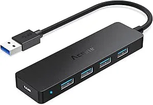 Aceele USB 3.0-hubb med 4 USB-A-portar och typ C-laddning