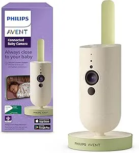 Philips Avent ansluten babykamera, privat och säker kryptering, med app, ljud, x2 zoom, mörkerseende, VOX, äkta samtalsfunktion, vaggvisor och bakgrun