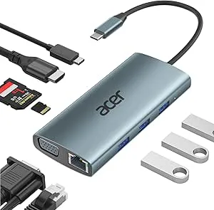 acer USB C Hub 9-i-1 med 4K HDMI