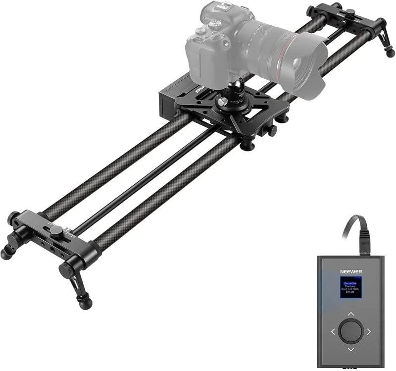 Actionkameror Motoriserad kamera Slider, Carbon Fiber Dolly Rail Camera Slider med fjärrkontroll, Time-Lapse Fotografi, Spårning Flera fotograferingsl