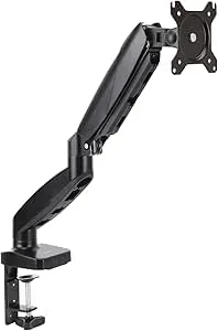 Amazon Basics skrivbordsfäste för en datorskärm, gasfjädrad bildskärmsarm, justerbart, för skärmar upp till 68,6 cm (27 tum), svart