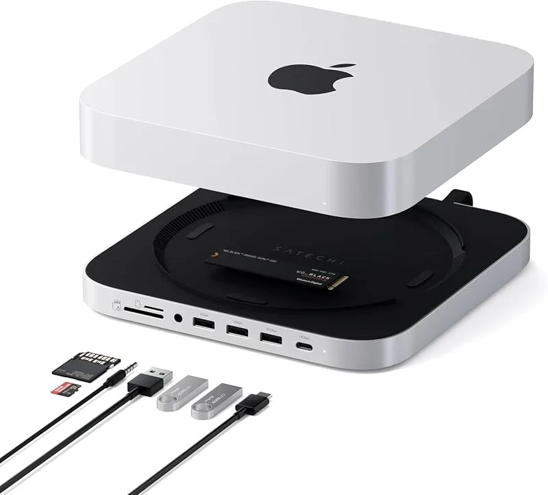SATECHI Mac Mini Hub & stativ med SSD-hölje