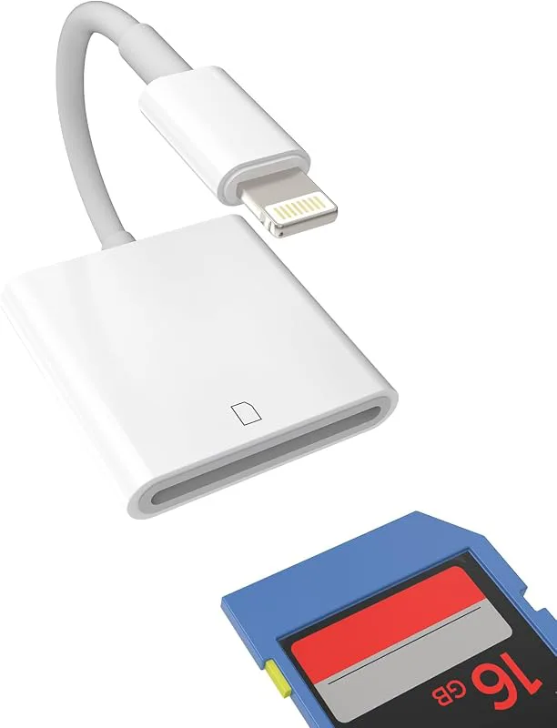 SD-kortläsare för Apple Iphone 14 13 12 11 Pro Max 7 8 Plus X SE XS XR för iPad Air Tablet Adapter Lightning Jack Card Reader Chipboard Download Foto
