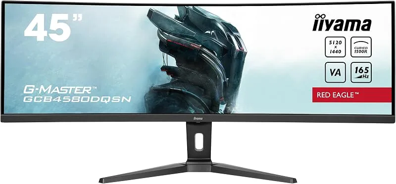 iiyama GCB4580DQSN-B1 44,5 tum DQHD VA-panel, böjd gaming 1500R, G-Master Red Eagle, 5120x1440, 165Hz, 450cd/m², 0,8 ms