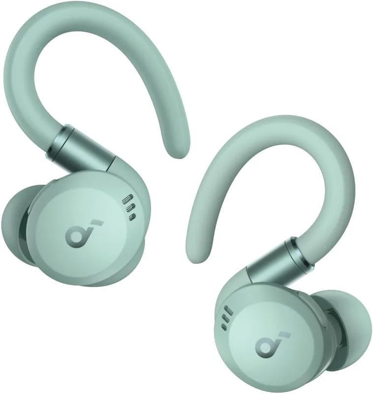 Soundcore av Anker Sport X20, Trådlösa Workout Hörlurar, Roterbara och Utdragbara Öronkrokar, Brusreducering, Djup Bas, IP68 Vattentät, Svettresistent, Dammtät, 48h Speltid, Sport Hörlurar