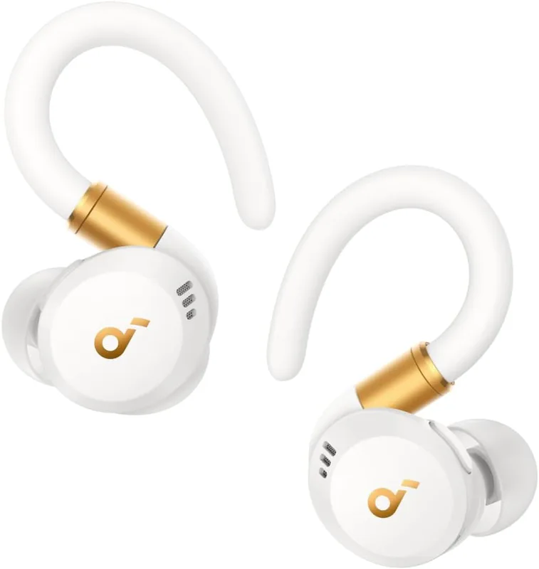 Soundcore av Anker Sport X20, Trådlösa Workout Hörlurar, Roterbara och Utdragbara Öronkrokar, Brusreducering, Djup Bas, IP68 Vattentät, Svettresistent, Dammtät, 48h Speltid, Sport Hörlurar