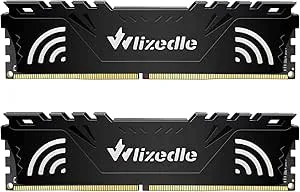 Wlizedle DDR4 3200 MHz XMP 2.0 stationär minne RAM 32 GB kit (2 x 16 GB) CL16 UDIMM, PC minne PC4-25600 288-stifts 1,35 V icke-ECC datorminne uppgradering för dator, svart