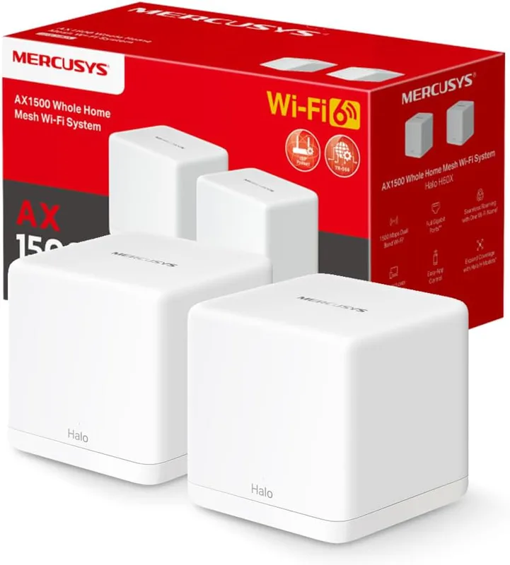 MERCUSYS Halo H1500X Mesh router WiFi 6 AX1500Mbps, coverage up to 200 m², dual band, powerful wifi repeater, 3 Gigabit