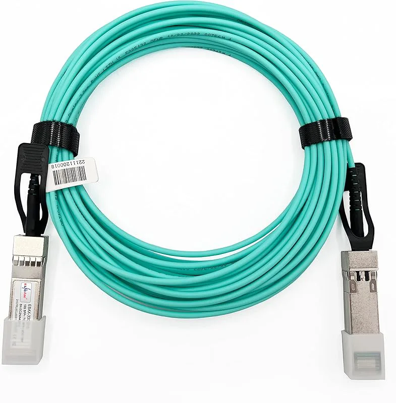 Elfcam® - 100m 10G Active Optical Cable AOC OM3 SFP+ to SFP+ 10Gbps, Compatible with SFP-10G-AOC, 100 Meters
