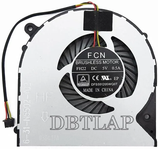CPU Kylfläkt Kompatibelt för CLevo W350DW N350DW M510D1 N550RC Series DFS551205WQ0T FH22 6-31-N5502-102 5V 0.50A Fläkt