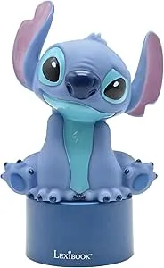 Lexibook, Disney Stitch, Nattlampa med högtalare, Färgskiftande, Mjukt ljus, Batteridriven, Blå, NS01D