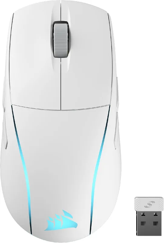 Corsair M75 Wireless RGB lätt FPS spelmus – 26 000 DPI – utbytbara sidoknappar – iCUE-kompatibel – PC – vit