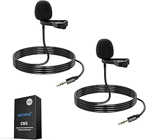 NEEWER 2-pack Lavalier Lapel mikrofon kompatibel med
