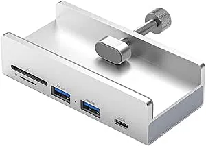 USB-hubb med SD TF-kortläsare Skrivbords-USB-hubb med 2 USB 3.0-portar 1 USB-C-port Aluminium USB-hubbklämmaadapter