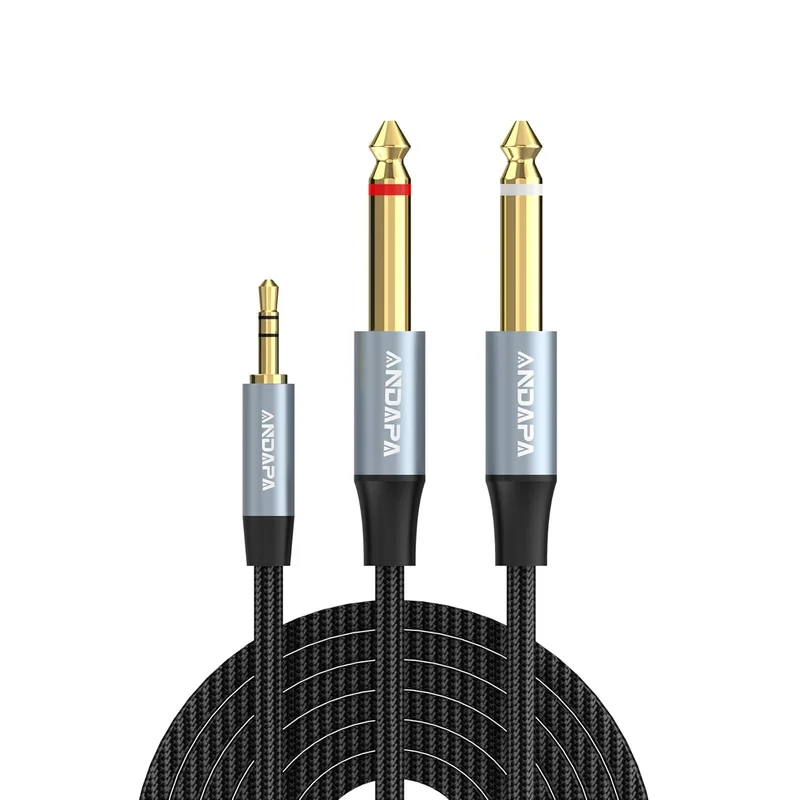 ANDAPA 3.5mm till Dual 6.35mm Stereo Ljudkabel
