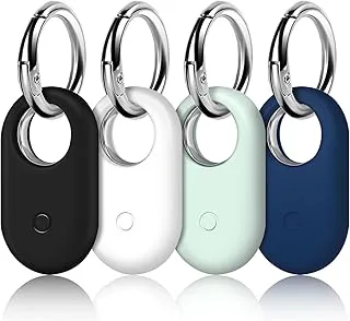 Smarttag2-fodral, 4-pack silikon smart tagg 2 fodral med silvernyckelring