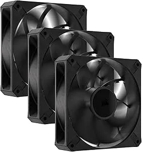 CORSAIR RS120 MAX 120 mm Extra Tjock PWM-Fläktar – Högt Statiskt Tryck – Struktur För Flytande Kristallpolymerer – Trepack – Svart
