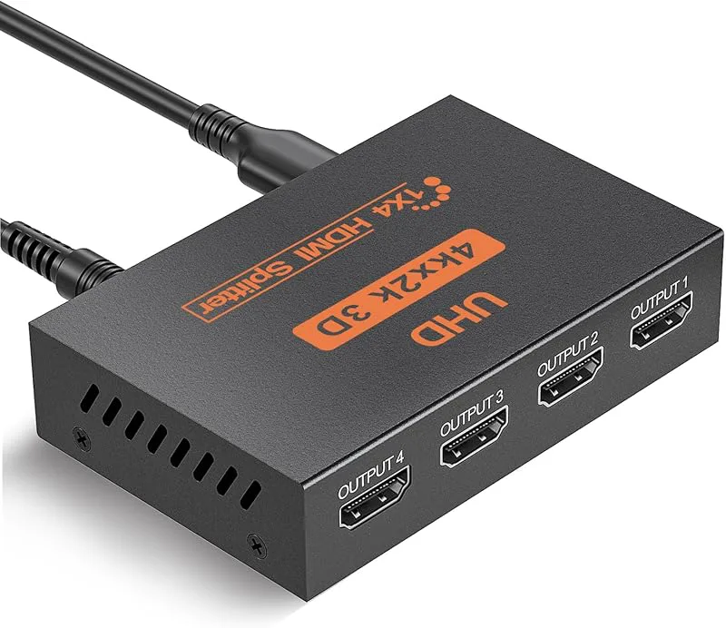 HDMI Splitter 1 in 4 out, 4K Fördelare för 4 Skärmar