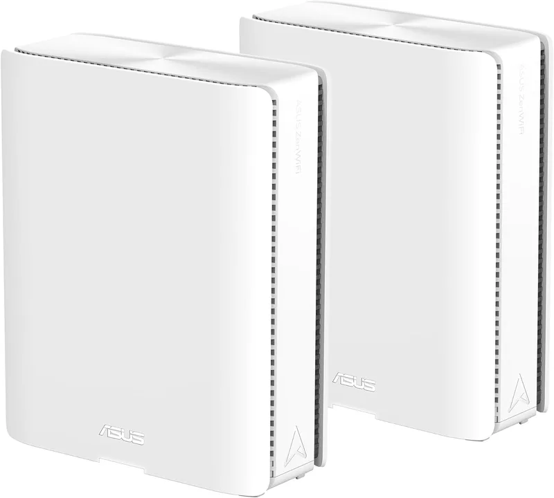 ASUS ZenWiFi BQ16 White 2-Pack 7 quad-band BE25000 (802.11be) wifi-system, 320 MHz 4096-QAM bandbredd, två 10G-portar, WAN-backup, nätverkssäkerhet och kompatibel med AiMesh