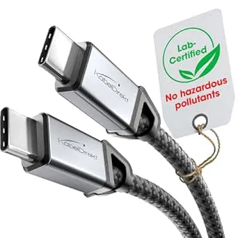 KabelDirekt – USB-C-kabel för Snabbladdning, Stöttåliga Metallkontakter + Nylonflätning, USB 2.0 – 3m (Laddar telefoner/laptops med 60W, Mycket robust, Fungerar som laddnings-/datakabel, Svart)