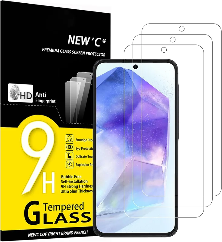 NEW'C 3 Pack, skärmskydd i glas för Samsung Galaxy A55 5G
