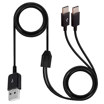 Multi 2-i-1 USB C-splitter Y-kabel, USB 2.0 A hane till 2 typ C hankontaktsladd, 1 till 2 synkroniseringsladdningskabel adapter kompatibel med mobil/Android 1,5 meter (2 typ C)