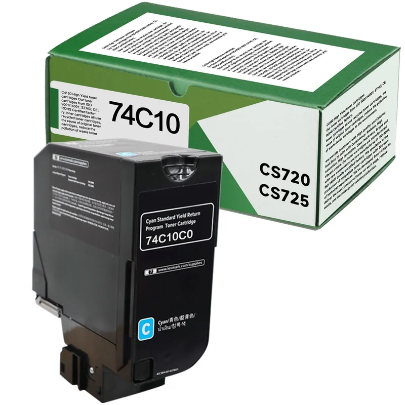 74C10C0 cyan renoverade 3 000 sidor tonerkassett