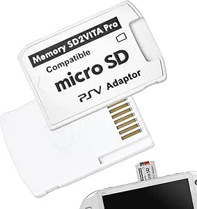 SD2Vita 5.0-adapter för minneskort, PS Vita 1000 2000 Micro SD PSVSD omvandlare med förvaringslåda ersättning för PS Vita-minneskort, kompatibel med HENkaku/Enso 3.60-3.72 firmware