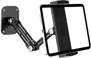 Lucrave Väggfäste för surfplatta, expanderbart väggfäste i aluminium för iPad, med justerbar och vikbar 360° roterande bas för iPad Pro Air, alla telefoner och surfplattor från 4,7 till 13 tum