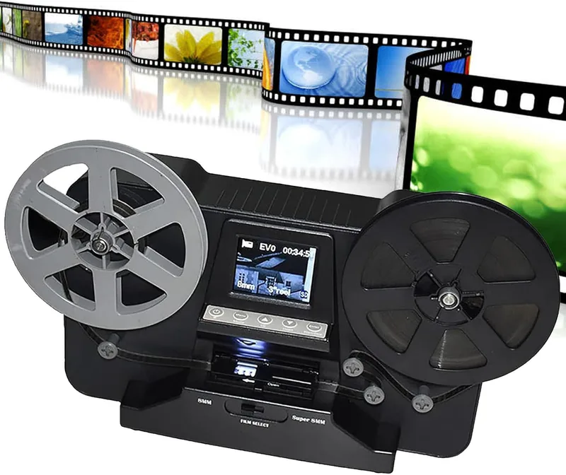 8 mm filmskanner, 2,4-tums filmdigitalisator med 3” 4” 5” rullar till 1080p digitala mp4-filer, stöder ljudfilm och ingen datordrivrutin krävs,för present