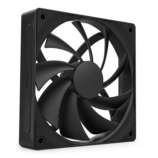 NZXT F120Q | 120mm tyst fläkt för datorchassi | Inlopp eller utlopp | Fasad ram för koncentrerad luft | Fluiddynamiska lager | Låg ljudnivå | PWM-kontroll | Svart
