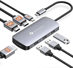 NOVOO 7-i-1 docking station med dubbla bildskärmar