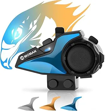 Motorcykelheadset Intercom, Moman H2E Eagle-liknande motorcykelhjälmkommunikationssystem med Dual-Chip för ljudmultitasking hjälmintercomhörlurar med HiFi/musikdelning/FM/AI-röst (1-pack)