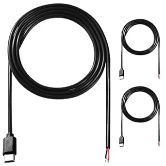 3 ST 100cm 22AWG USB Typ C Hankontakt Pigtail Strömkabel