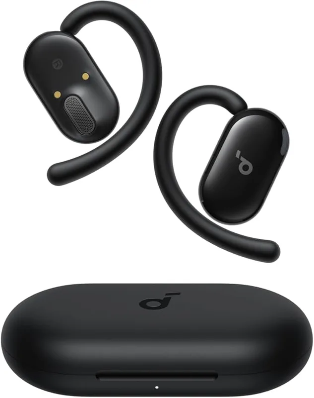 soundcore V20i av Anker Öronöppna Hörlurar, Justerbara Öronkrokar, Ultra-Komfort, Snug Passform, Djup Bas, Klara Samtal, IP55, LED-Lampor, 36H Speltid, Bluetooth 5.4 Hörlurar