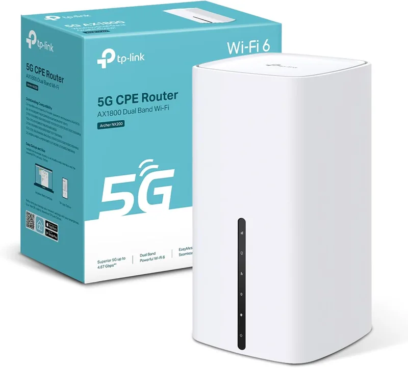 TP-Link Archer NX200 AX1800Mbps Wi-Fi 6 5G Router med SIM-kortplats, nedladdningshastighet upp till 4,67 Gbit/s, Dual Band WiFi-router, Gigabit LAN/WAN-port, SIM-kort Plug & Play