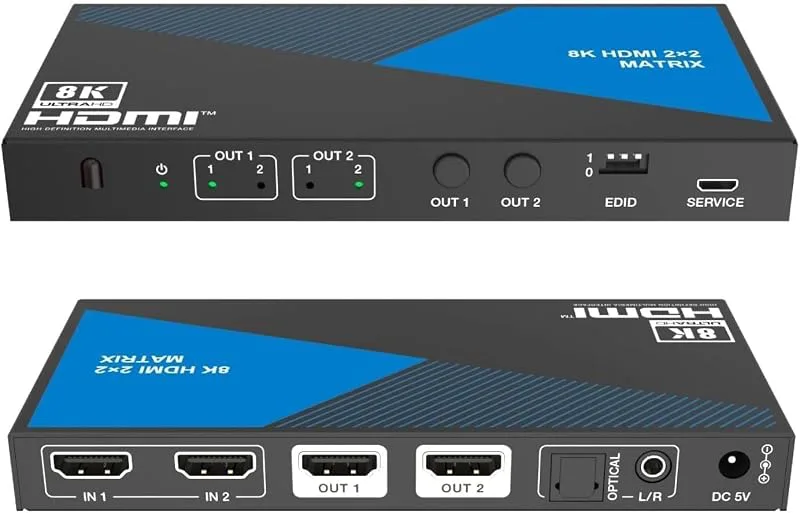 NÖRDIC 8K HDMI 2.1 Matrix switch 2x2 med audio extraktor