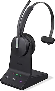 Yealink WH64 Mono UC-DECT-headset, Trådlösa Hörlurar med Trådlös Mikrofon och Brusreducering