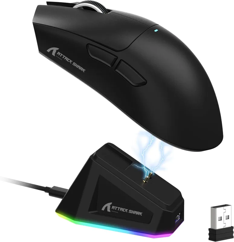 LexonElec x ATTACK SHARK X11 Wireless Gaming Mouse with RGB Magnetic Charging Dock, PixArt PAW3311 Sensor, Lightweight 5